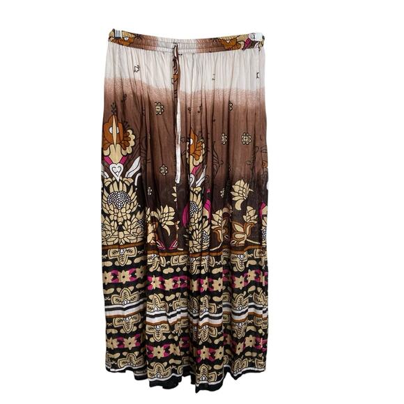 Uniti Casuals Boho Floral Ombre Maxi Skirt One Size Flowy Hippie Festival Indie - Picture 2 of 9